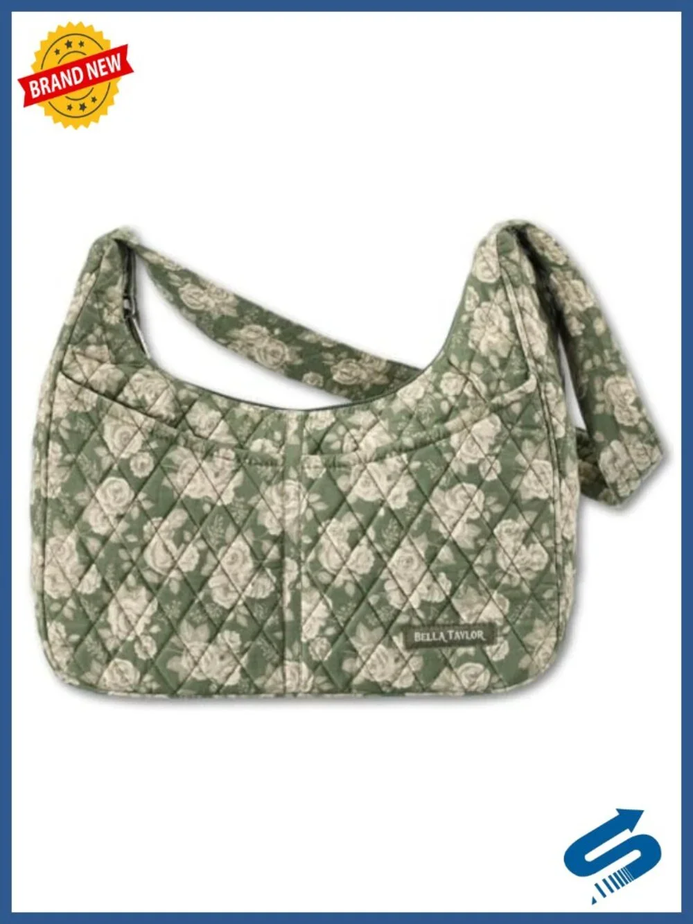 Quilted Hobo Bag for Women | Lightweight Cotton Shoulder Bag with Top Zipper |